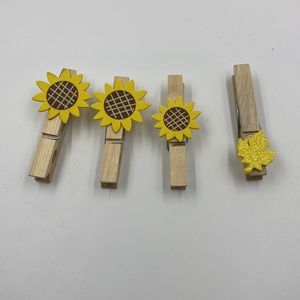 4 Clothespins with 3 Sunflower Foamie and One Leaf Embellishment Must Bundle
